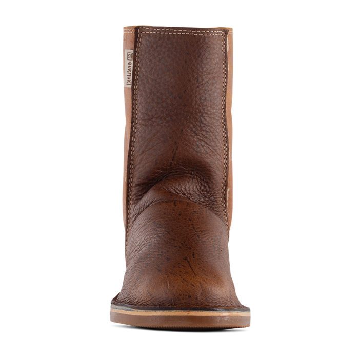 Gurmuki Handmade KUDU Leather Boots in Mid Calf Length, is made of 100 % Leather Faux Fur with a 100% TR Rubber Sole. This new design is Stylish and Functional. It is Unique, Stylish and Durable, not to mention Comfortable like wearing your slippers outside ! All Gurmuki Products are Handmade with Love, Proudly South African !